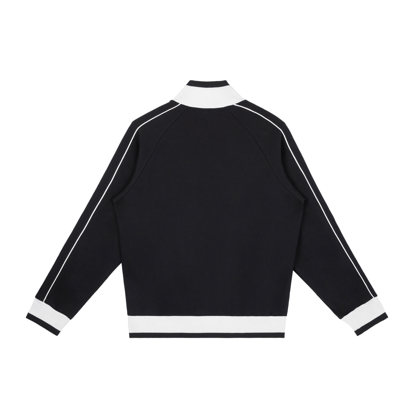 Black Color Block Raglan Zip Track Jacket – Back View | TheTwoZero
