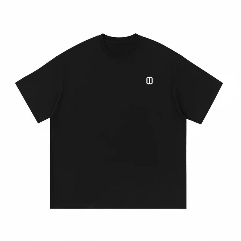 Black Essential Cotton Tee – Front Flat Lay | TheTwoZero