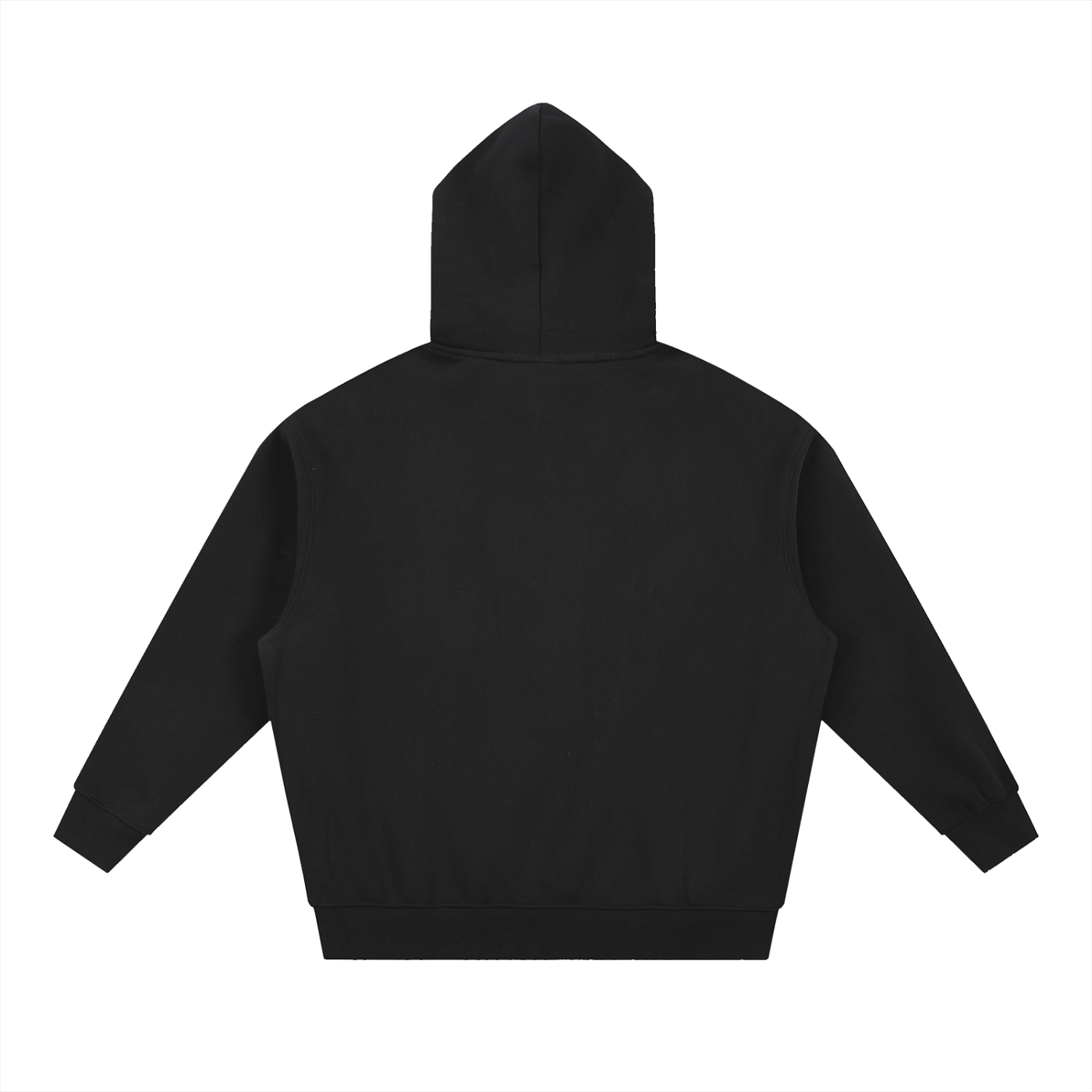 Black Essential Oversized Boxy Fleece Hoodie – Back View | TheTwoZero