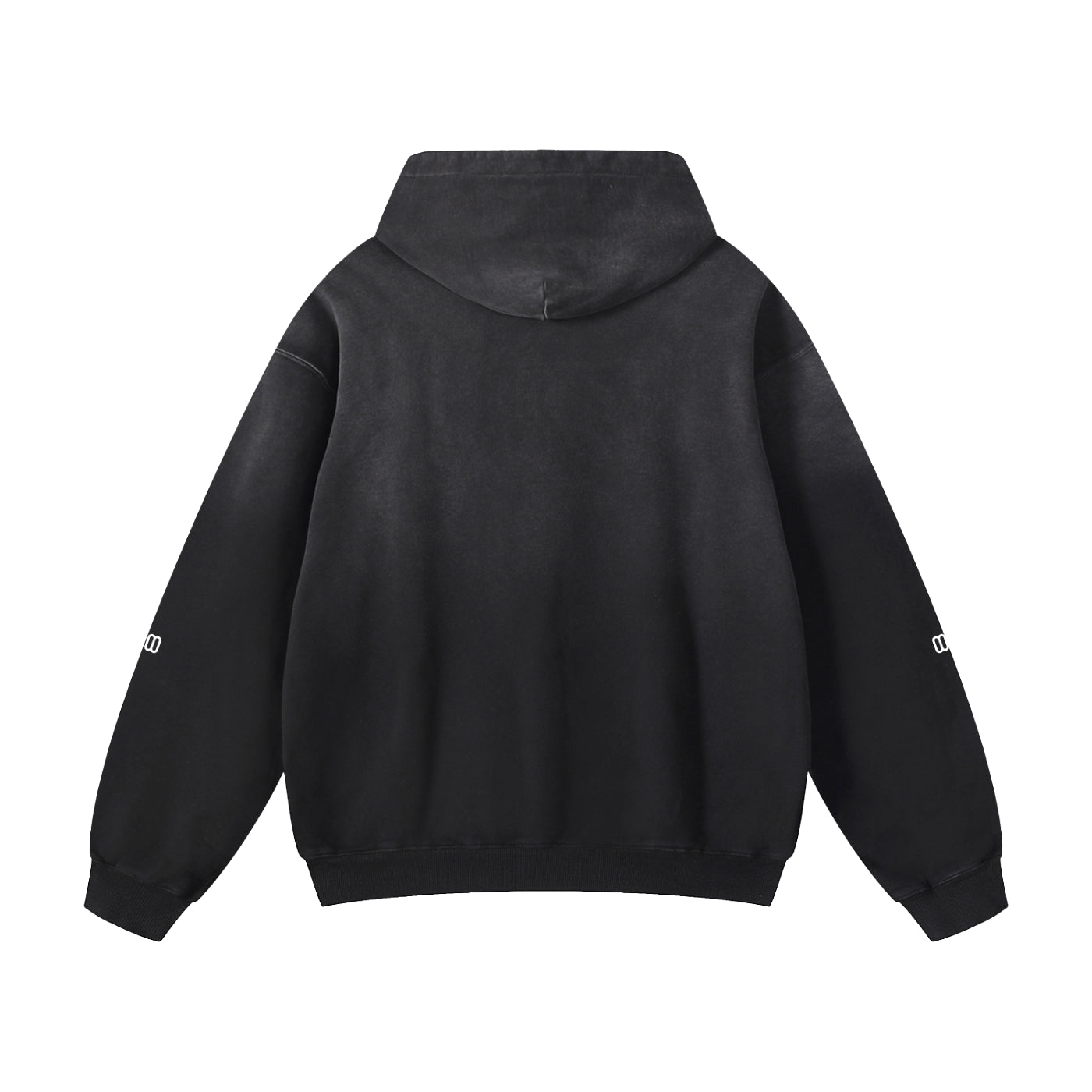 Black Heavyweight Sunfade Oversized Hoodie – Back View | TheTwoZero