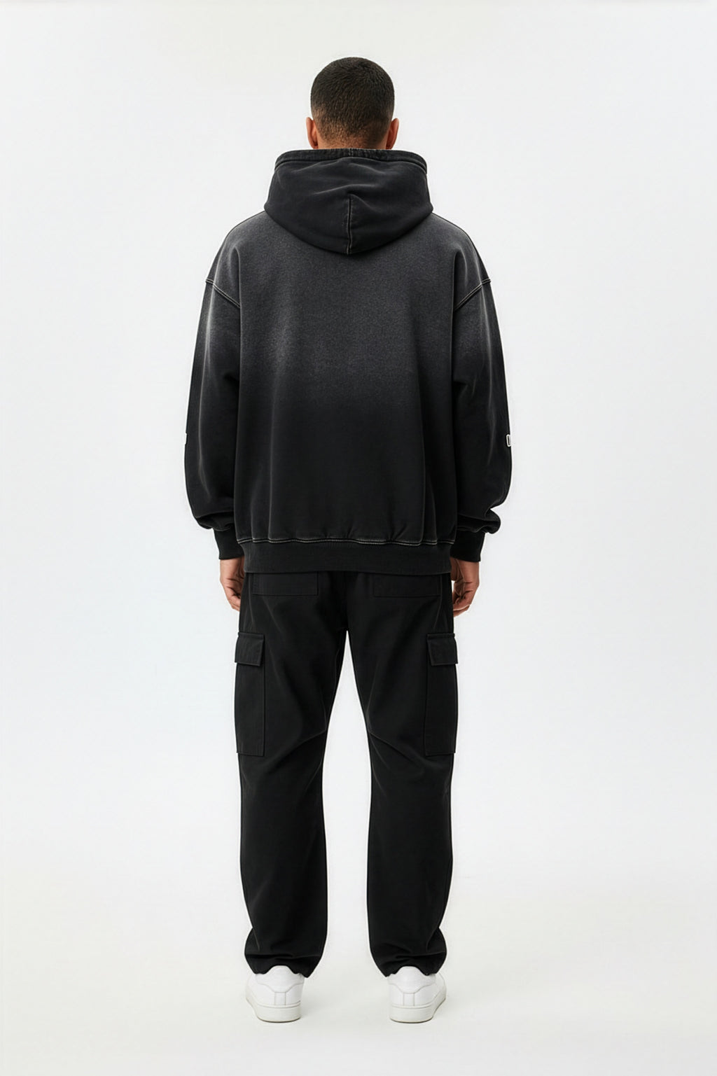 Black Heavyweight Sunfade Oversized Hoodie – Back on Model | TheTwoZero
