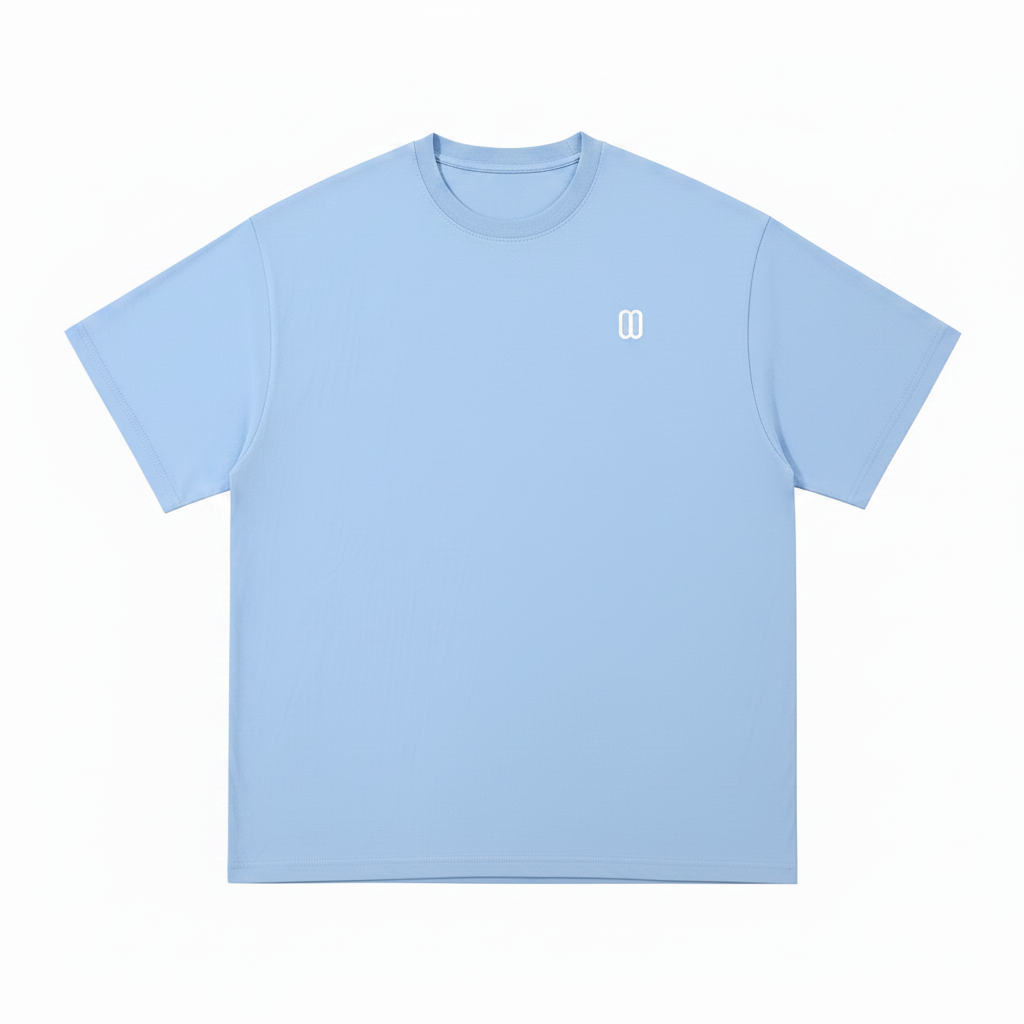 Blue Essential Cotton Tee – Front View | TheTwoZero