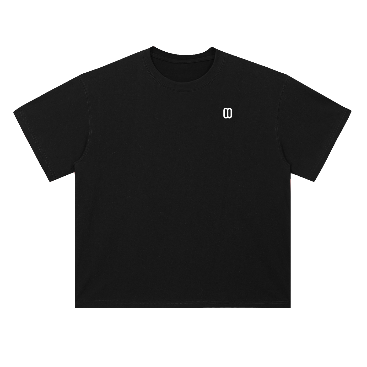 Classic Black Heavyweight Drop Shoulder Tee – Front View | TheTwoZero