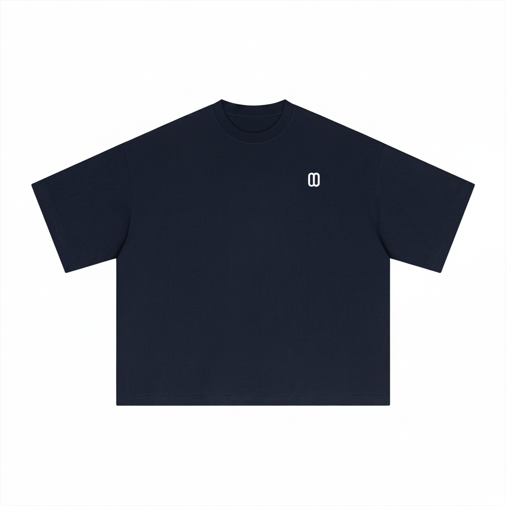 Dark Blue Sorona Boxy Tee – Front View | TheTwoZero