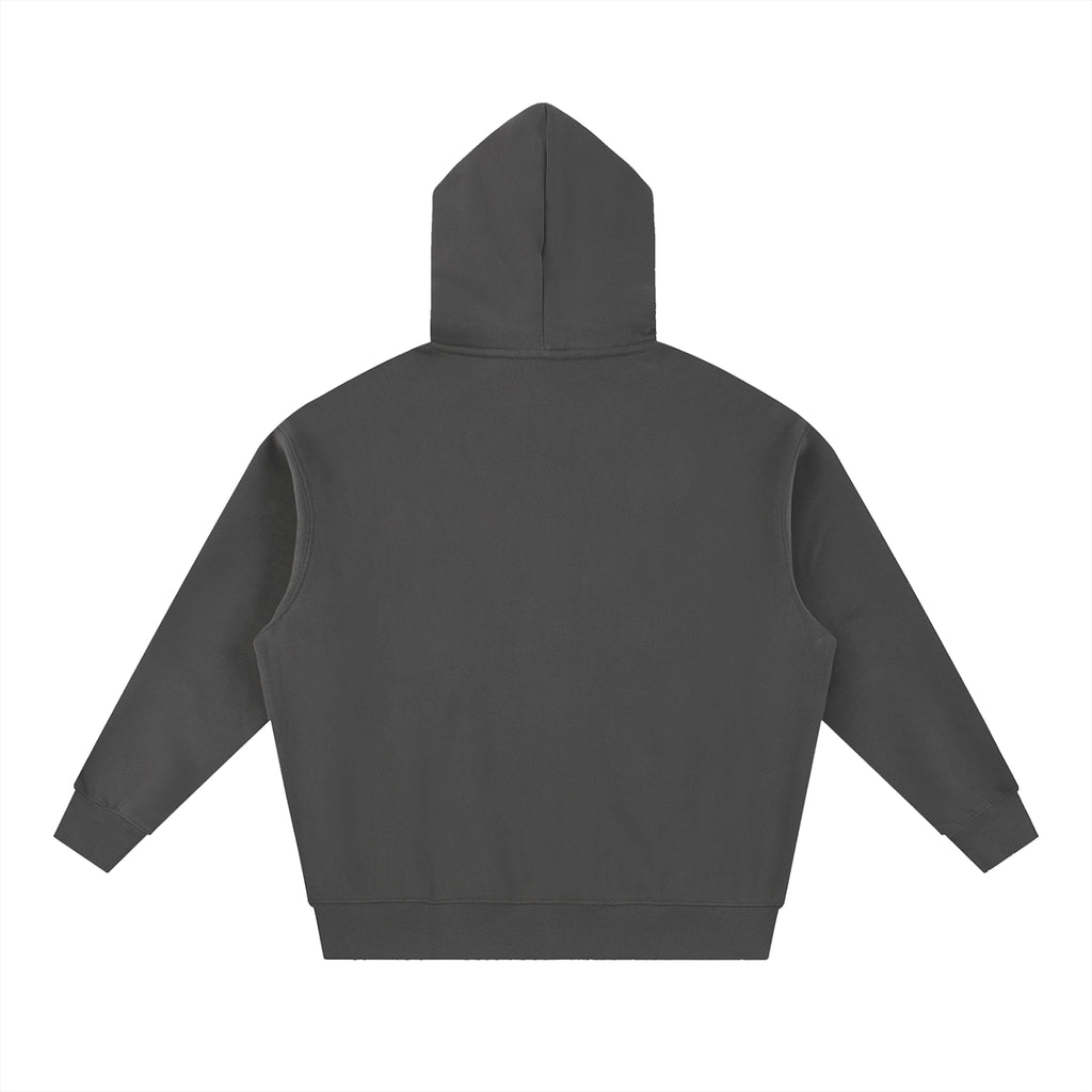 Dark Gray Essential Oversized Boxy Fleece Hoodie – Back View | TheTwoZero