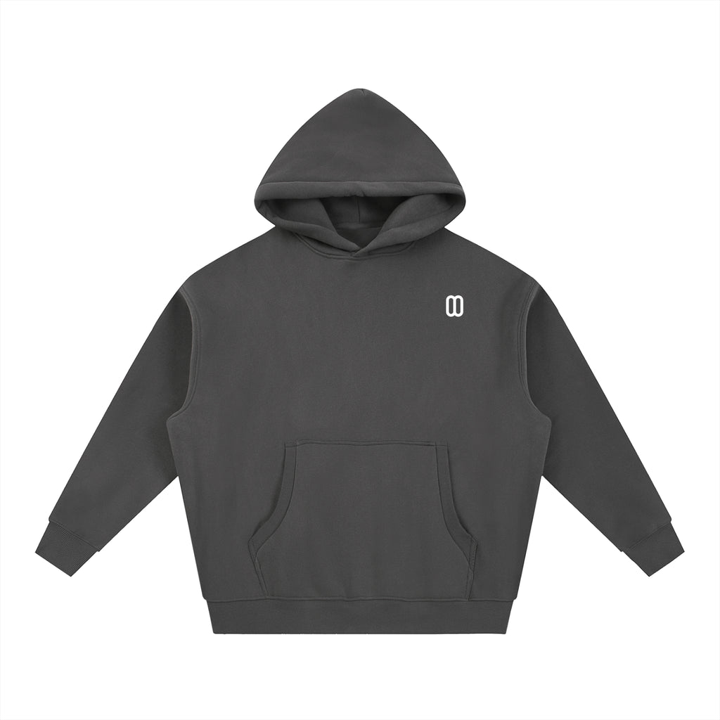 Dark Gray Essential Oversized Boxy Fleece Hoodie – Front View | TheTwoZero