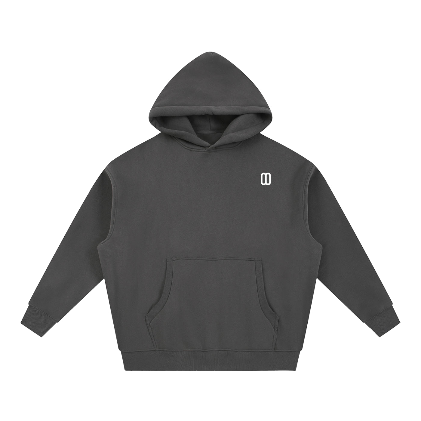 Dark Gray Essential Oversized Boxy Fleece Hoodie – Front View | TheTwoZero