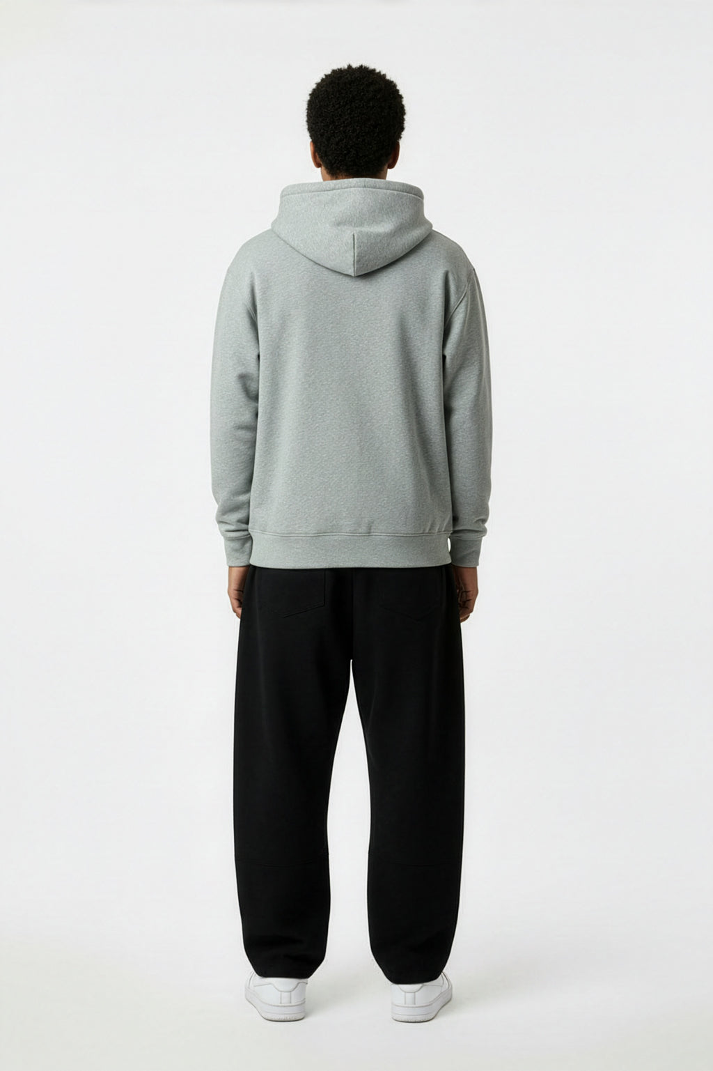 Flower Gray Essential Heavyweight Pocket Hoodie – Back on Model | TheTwoZero