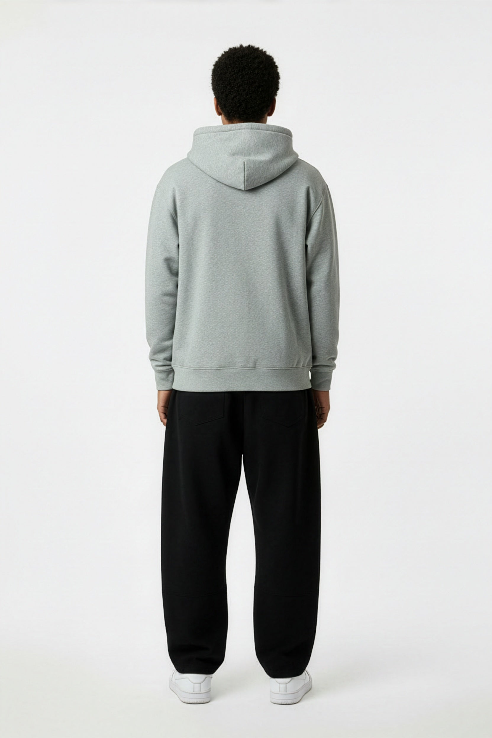 Flower Gray Essential Heavyweight Pocket Hoodie – Back on Model | TheTwoZero