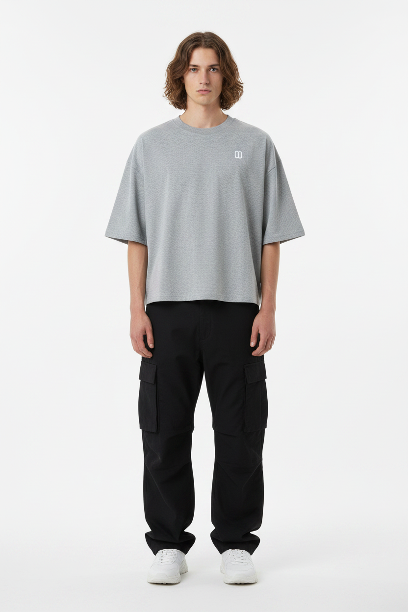 Flower Gray Sorona Boxy Tee – Different Model - TheTwoZero
