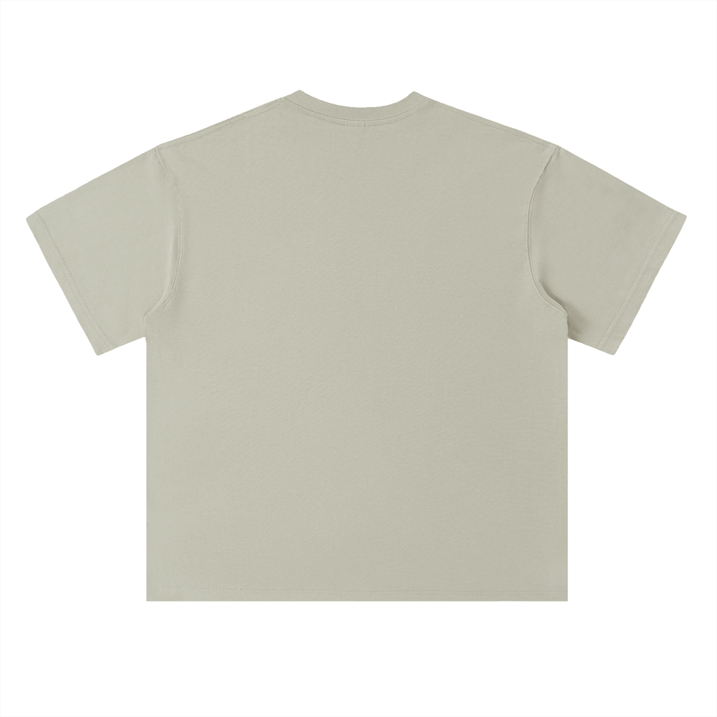 Gray Green Heavyweight Drop Shoulder Tee – Back View | TheTwoZero