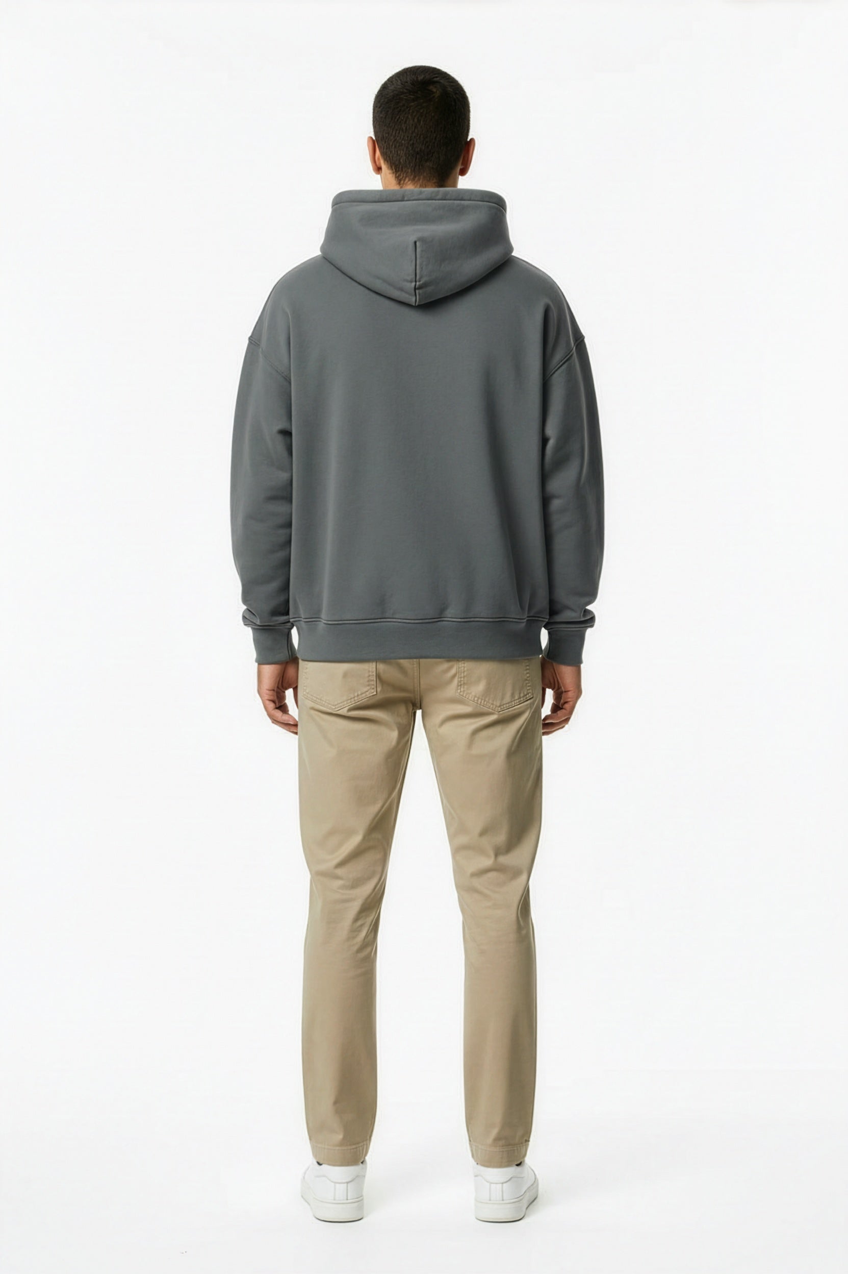Gray Oversize Fleece Hoodie – Back on Model | TheTwoZero
