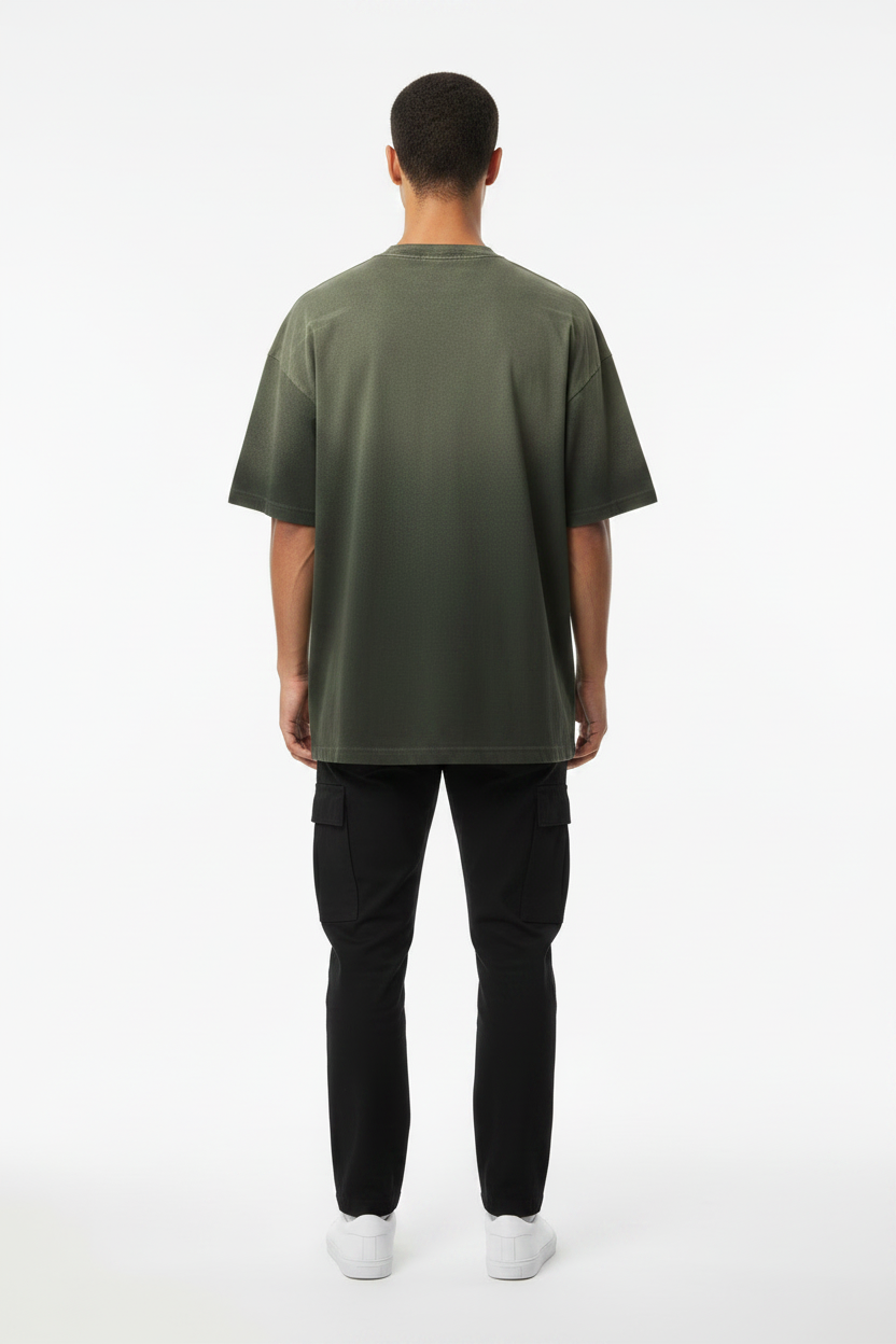 Green Tiger Striped Washed Tee - Back - TheTwoZero