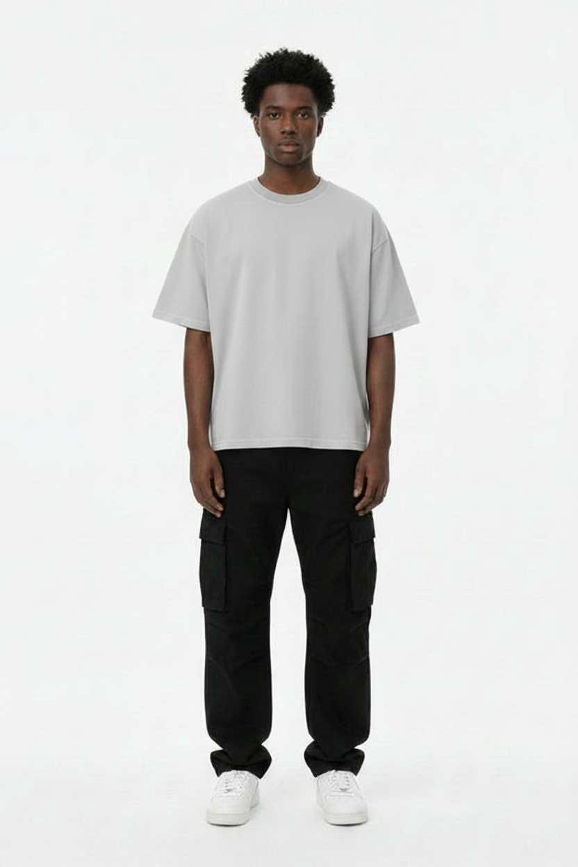 Light Gray Vintage Wash Cotton Tee – Front View | TheTwoZero