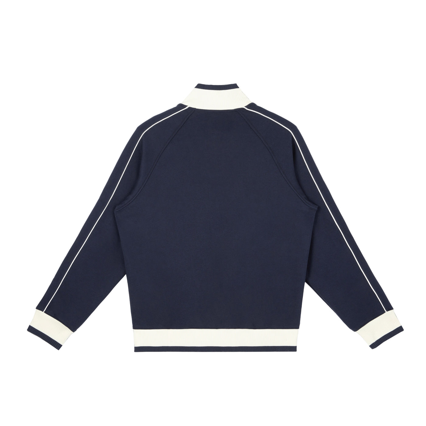 Navy Blue Color Block Raglan Zip Track Jacket – Back View | TheTwoZero