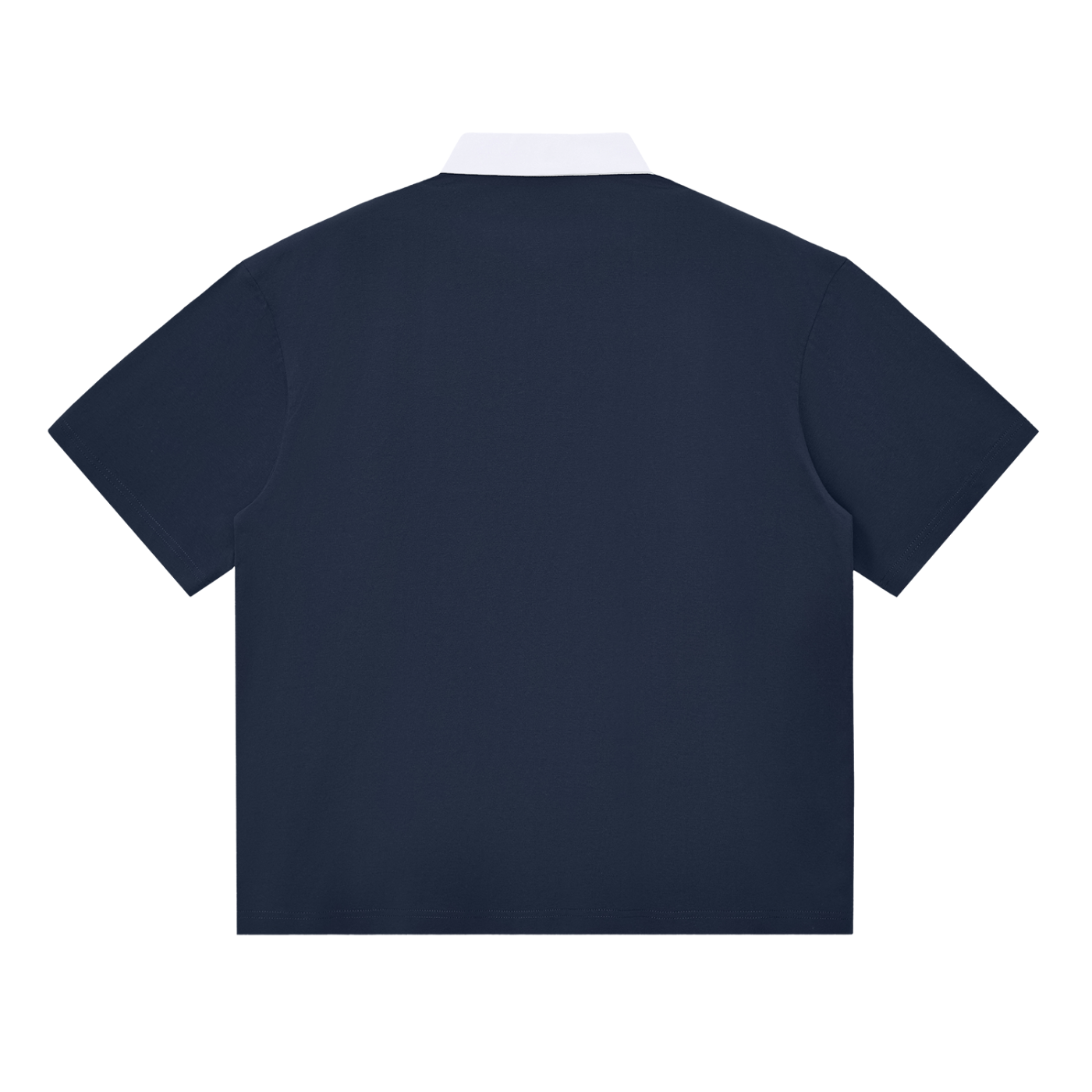 Navy Blue Essential Contrast Polo Tee – Back View | TheTwoZero