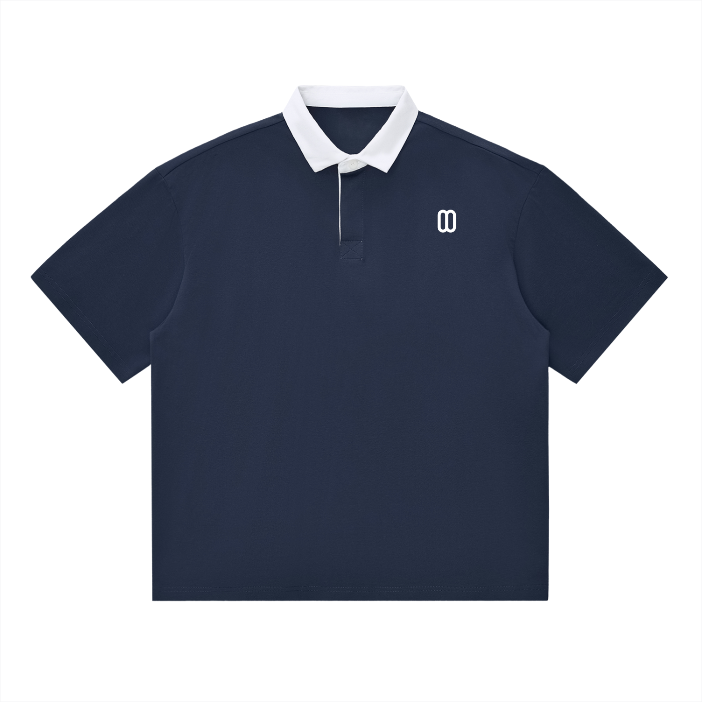 Navy Blue Essential Contrast Polo Tee – Front View | TheTwoZero