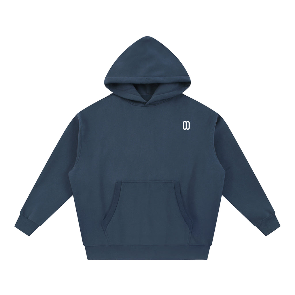 Navy Blue Essential Oversized Boxy Fleece Hoodie – Front View | TheTwoZero