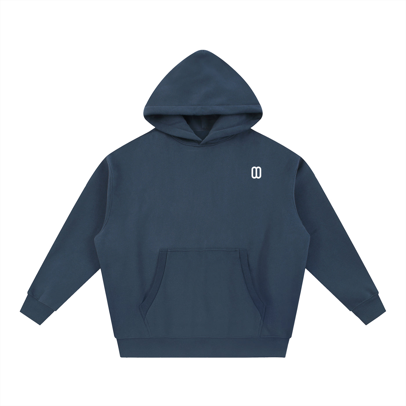 Navy Blue Essential Oversized Boxy Fleece Hoodie – Front View | TheTwoZero