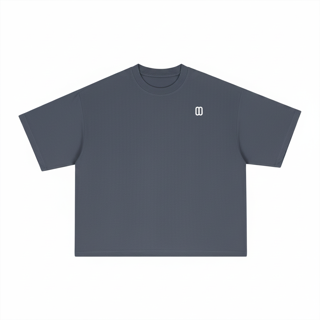 Navy Blue Sorona Boxy Tee – Front View | TheTwoZero