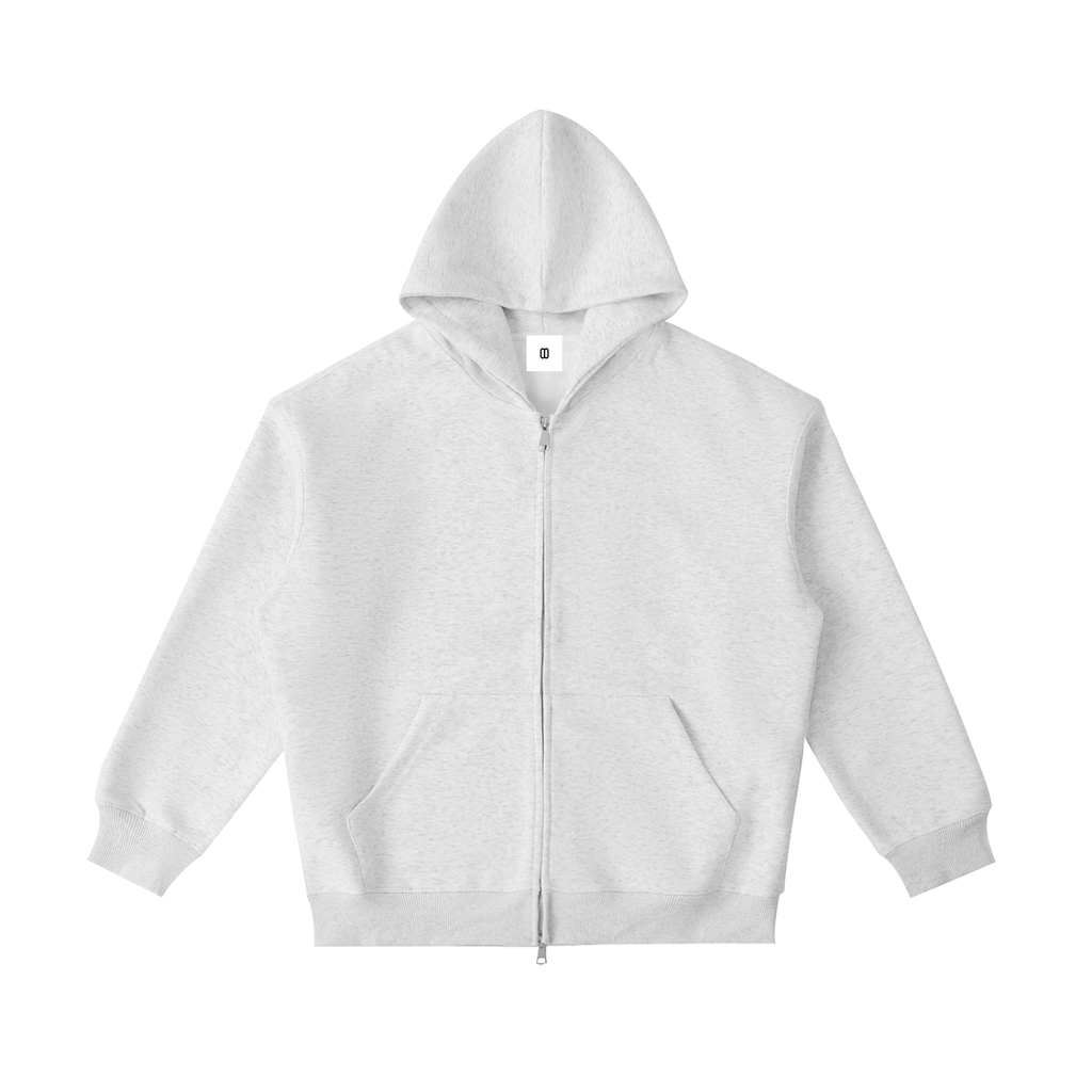 Oat Gray Essential Heavyweight Pocket Hoodie – Detail View | TheTwoZero