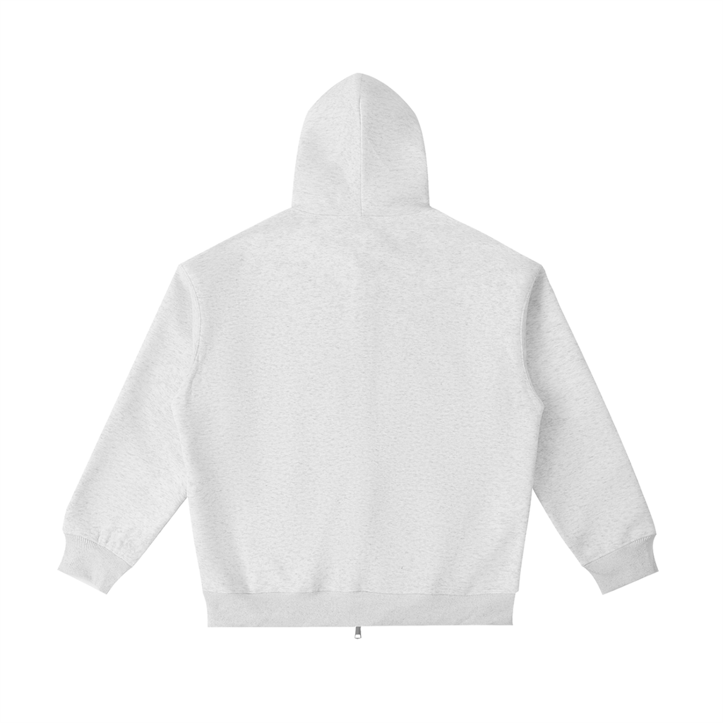 Oat Gray Essential Heavyweight Pocket Hoodie – Back Flat View | TheTwoZero