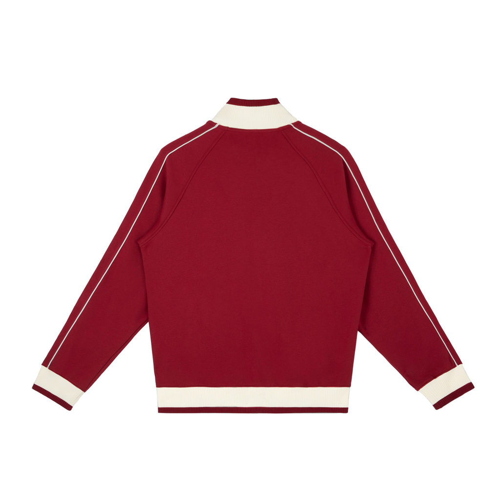 Red Color Block Raglan Zip Track Jacket – Back View | TheTwoZero