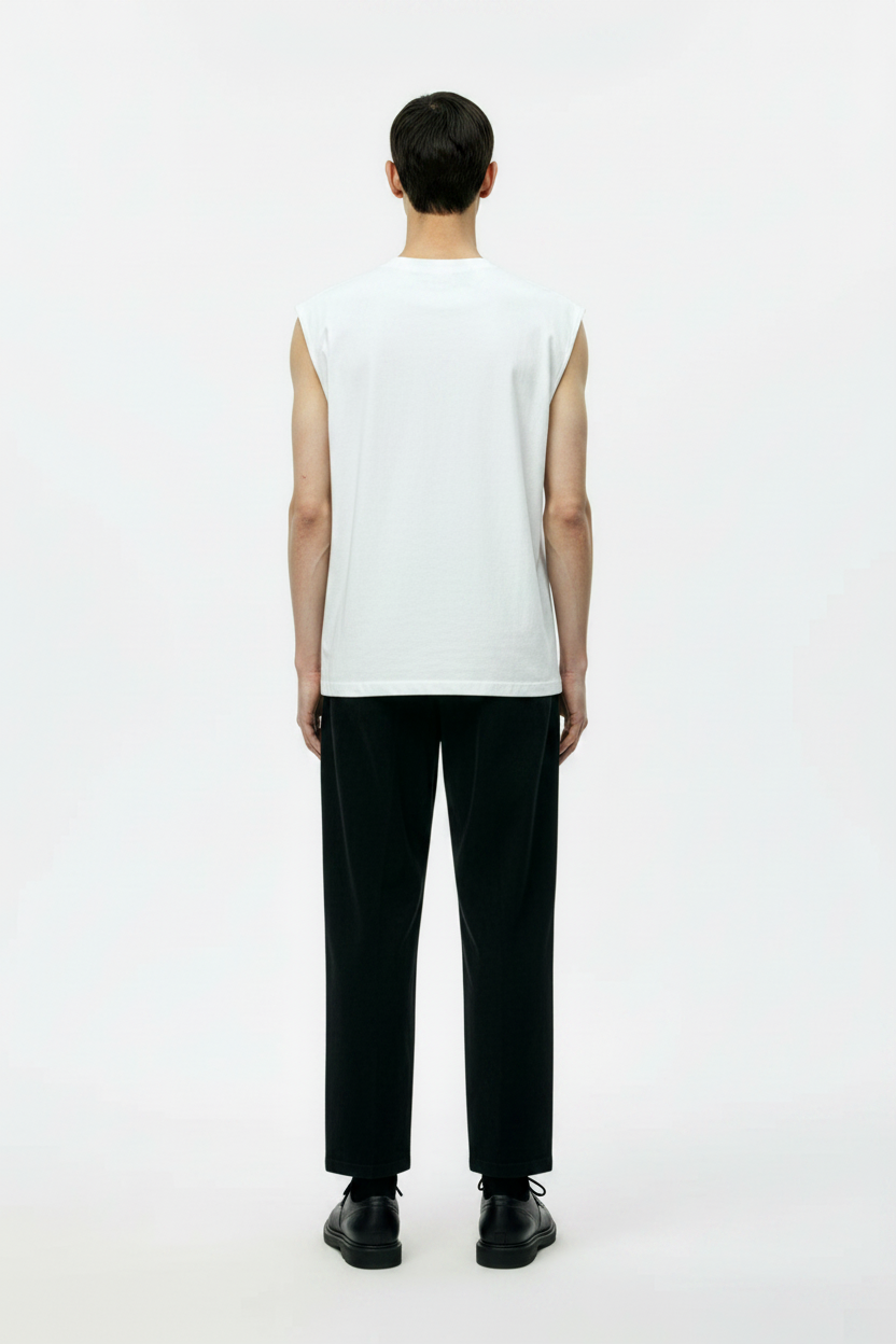 White Sorona Quick-Dry Cooling Tank Top – Back on Model | TheTwoZero