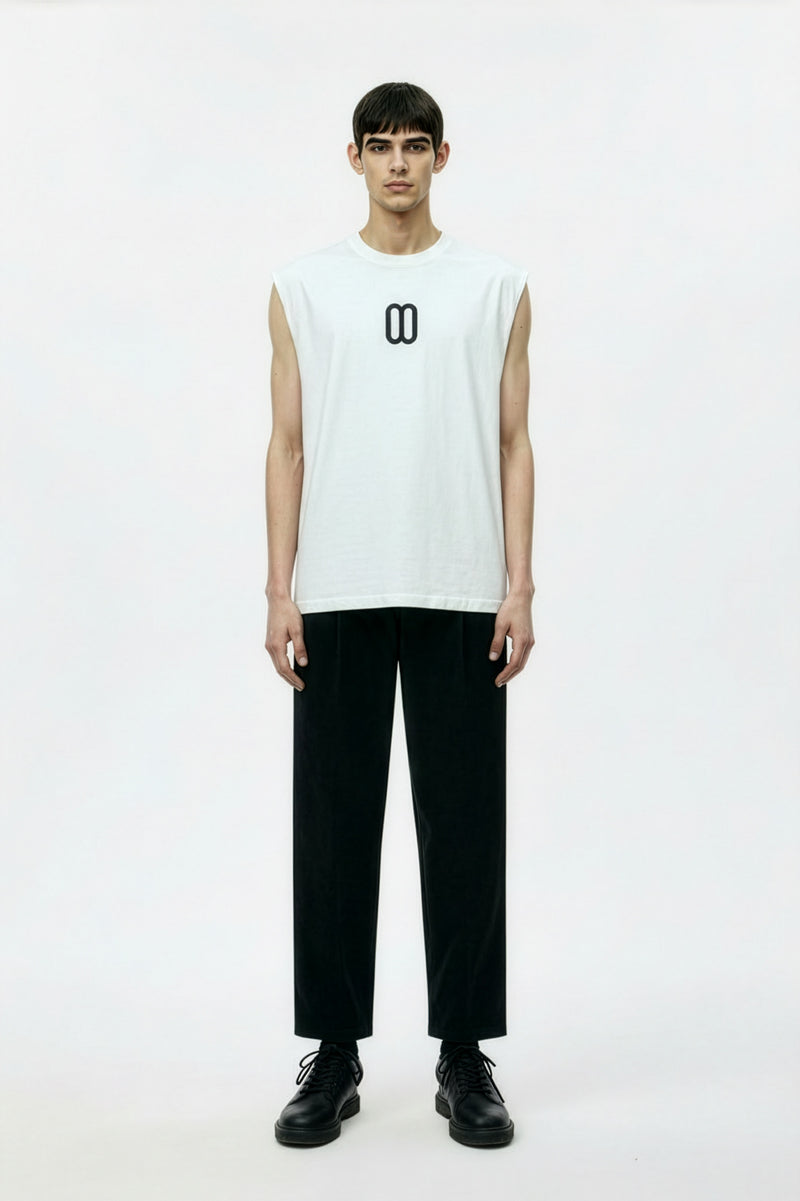 White Sorona Quick-Dry Cooling Tank Top – Front on Model | TheTwoZero